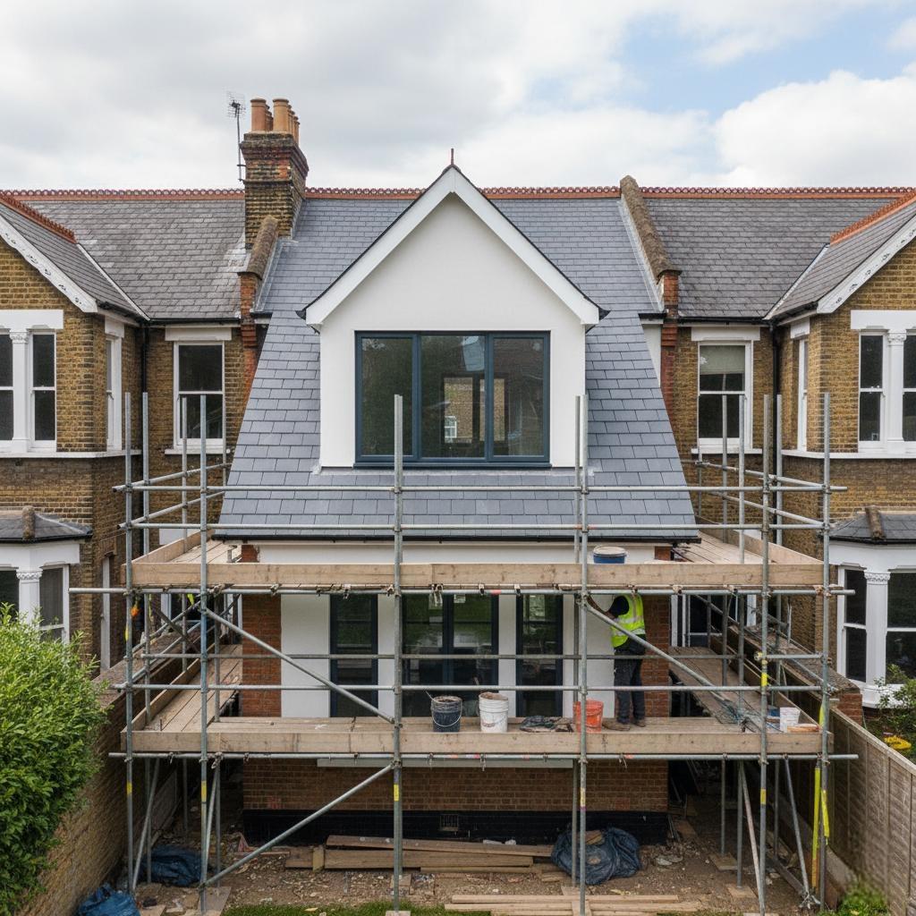 Dormer loft conversion with slate roof, Highgate, London